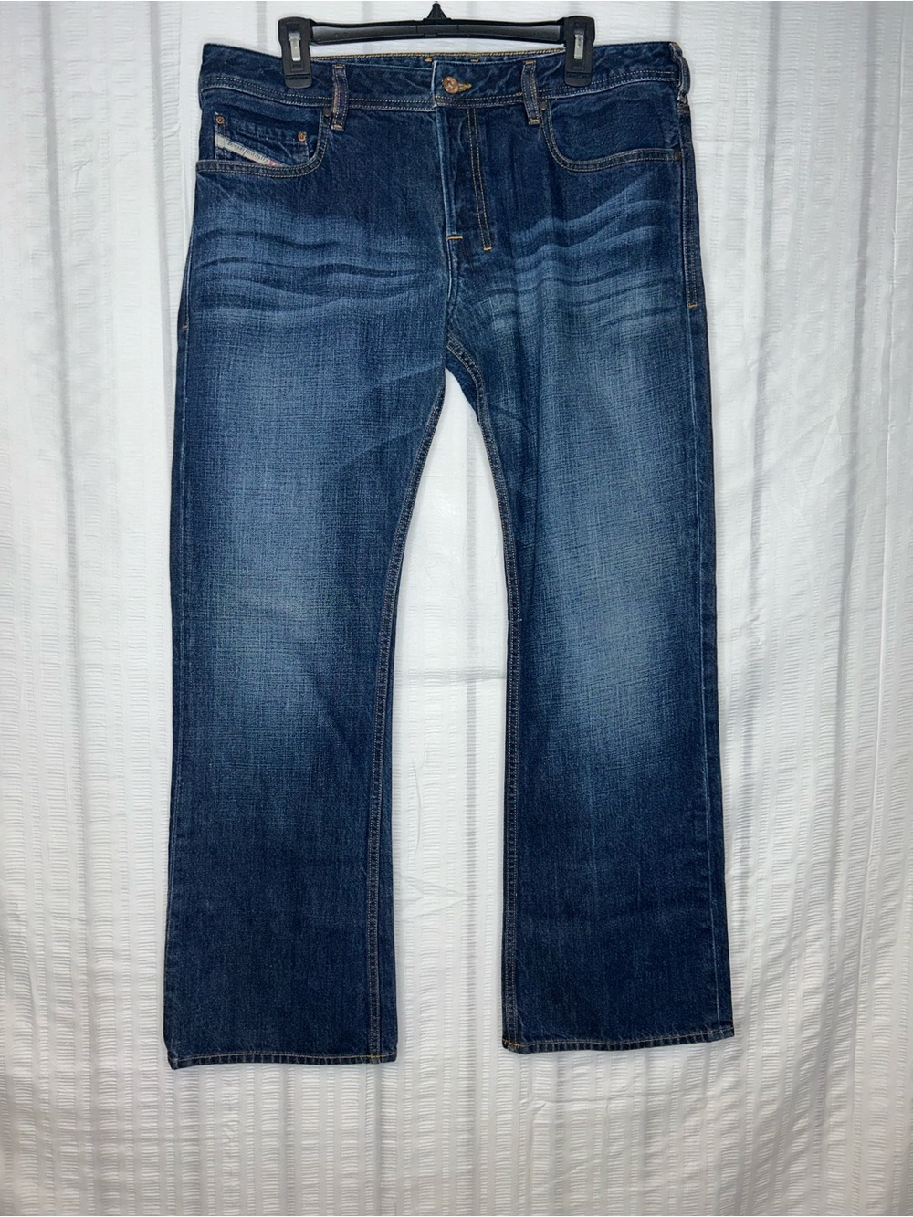 Diesel Zatiny Jeans Bootcut Men's Size 36x30 Dark Wash Button Fly Whiskers